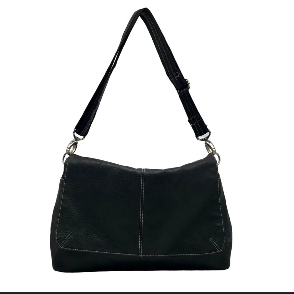 Tommy Hilfiger Vintage Cross Body Black Suade Messenger Bag